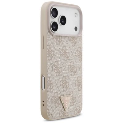 4. Guess Leather 4G Triangle Strass MagSafe Case für iPhone 17 Pro Max - Pink
