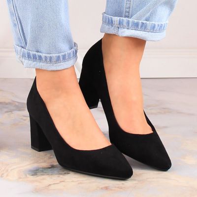 5. Sergio Leone W SK403A schwarze Wildlederpumps mit Blockabsatz