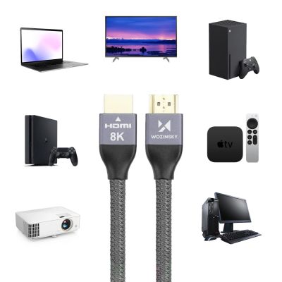 5. Wozinsky HDMI 2.1 Kabel 8K 60 Hz 48 Gbps / 4K 120 Hz / 2K 144 Hz 3 m Silber (WHDMI-30)