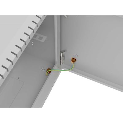 5. LANBERG TPR 10"-Installationsschrank mit Mesh-Platte 340X340X140, grau (montiert)