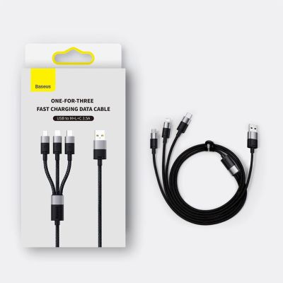 17. 3in1 USB - Micro-USB / Lightning / USB C 3,5A 1,2m Kabel Baseus StarSpeed - schwarz