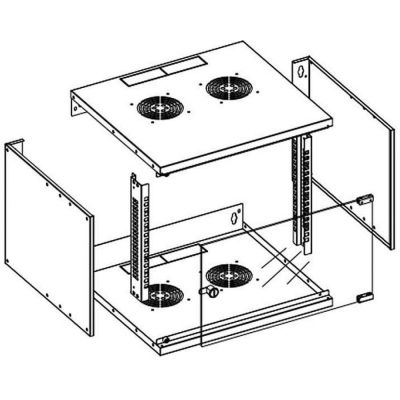6. TECHLY Wandschrank ECO 19 6U/450MM montiert Grau 022229