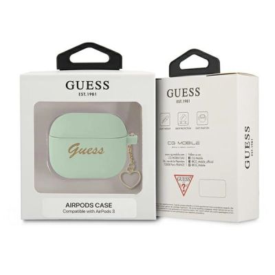 3. Guess, GUA3LSCHSN AirPods 3 Cover grün/grün Silikon Charm Heart Collection