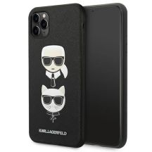 Karl Lagerfeld Saffiano Karl&Choupette Head Hülle für iPhone 11 Pro Max - Schwarz