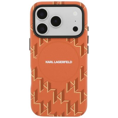 3. Karl Lagerfeld Monogram Logo MagSafe Hülle für iPhone 17 Pro Max - Orange