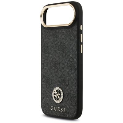 6. Guess 4G Strass Logo & Big Strap Metal Buttons MagSafe Hülle für iPhone Air - Schwarz