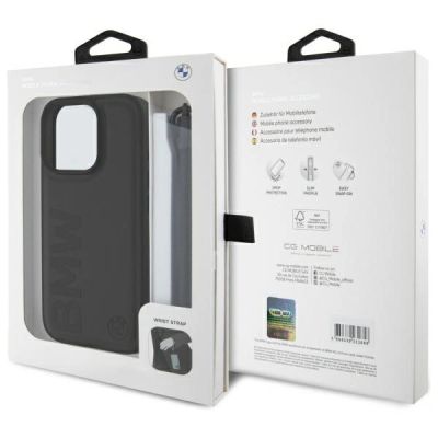 7. BMW Signature Leder-Cord-Case mit Wortmarke für iPhone 16 Pro Max – Schwarz