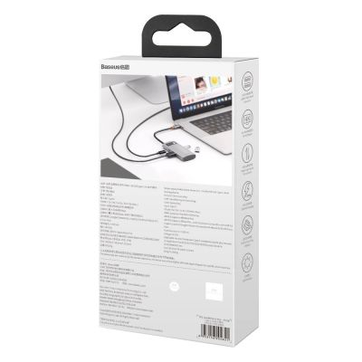 6. Baseus Metal Gleam 4in1 Multifunktions-HUB USB Typ C - USB Typ C Stromversorgung 100 W / HDMI 4K 30 Hz / 1x USB 3.2 Gen 1 / 1x USB 2.0 (CAHUB-CY0G)
