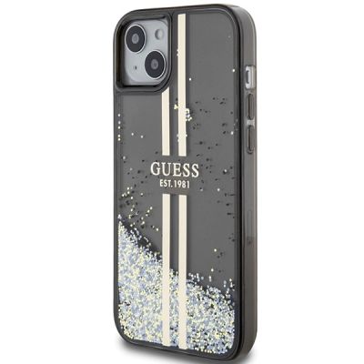 2. Guess Liquid Glitter Gold Stripes Hülle für iPhone 15 Plus / 14 Plus – Schwarz