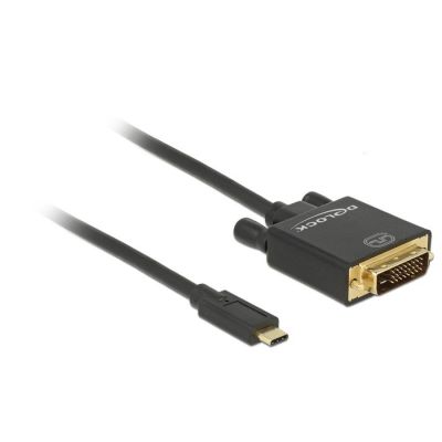DeLOCK 2 m, externe USB-Grafikkarte mit 24+1 USB-Anschlüssen (USB-C/DVI), 3840 x 2160 Pixel, Schwarz