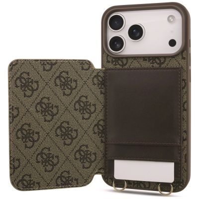 5. Guess 4G Cardslots & Magnetic Closure Crossbody Etui für iPhone 18 Pro Max / 17 Pro Max – braun