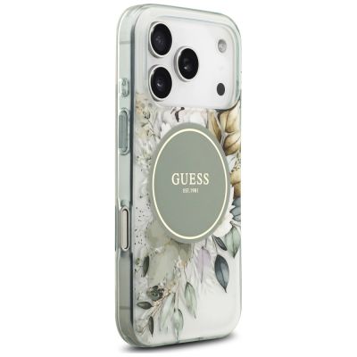 4. Guess IML Flower & Tonal Circle MagSafe Hülle für iPhone 18 Pro Max / 17 Pro Max – grün