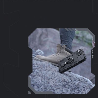 10. Nillkin CamShield Armor Pro Case iPhone 14 Plus gepanzerte Abdeckung mit Kameraabdeckungsringständer blau