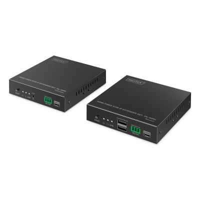 HDMI 4K/60Hz Glasfaser-Extender mit KVM USB 1.1 über IP 1G, bis zu 40 km/300 m, max. 253 Empfänger, HDMI-Loop-Out, Audio-Set