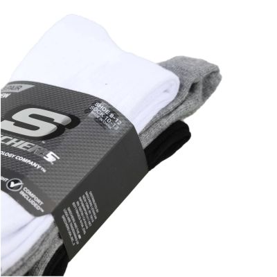3. Skechers 3er-Pack Unisex-Sneaker aus weichem Kunststoff, Rundhalsausschnitt, S601102-107, Weiß, Größe 43-46