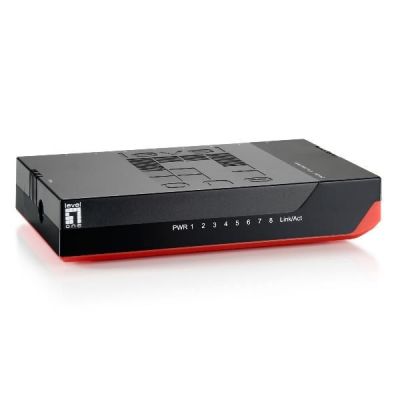 7. LevelOne GSW-0807 Netzwerk-Switch, unmanaged Gigabit Ethernet (10/100/1000), Schwarz, Rot