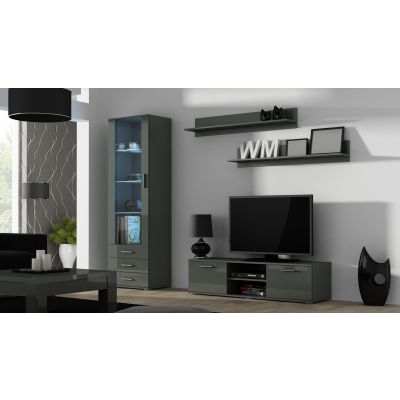 2. TV-Schrank SOHO 140 grau/grau glänzend