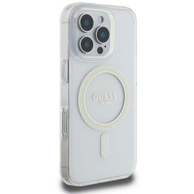 4. Guess IML Glitter Circle MagSafe Case für iPhone 16 Pro Max - Transparent