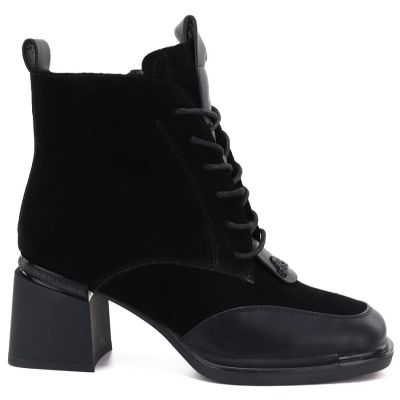 2. Damen-Lederstiefeletten aus schwarzem Veloursleder Artiker 59C0116