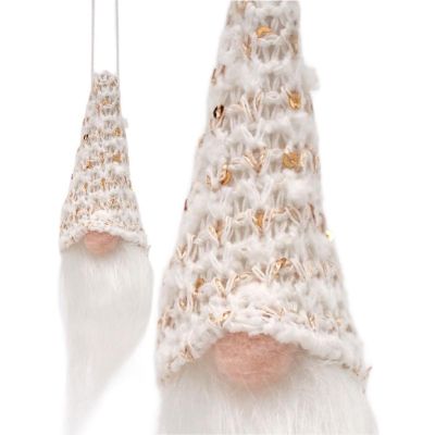 12. Dekorativer Anhänger Weihnachtsmann, 11 cm, weiße Pailletten