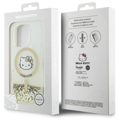 8. Hello Kitty Liquid Glitter Fever MagSafe Hülle für iPhone 16 Pro – Gold