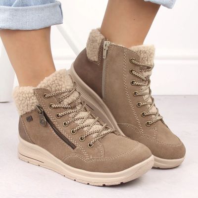 39. Beige Damen-Lederboots, wasserdicht – Rieker L7701-24