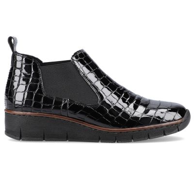 37. Rieker W R474 Schlangenleder Stiefeletten schwarz