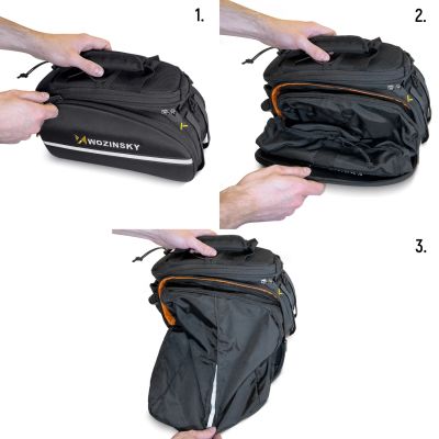 15. Wozinsky große Fahrradgepäckträgertasche 35l + Regenschutz schwarz (WBB19BK)