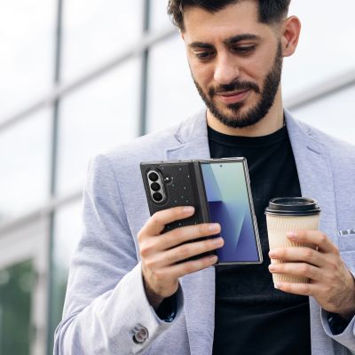 13. Dux Ducis Stex Hülle für Samsung Galaxy Z Fold 7 mit 360°-Ständer – Schwarz