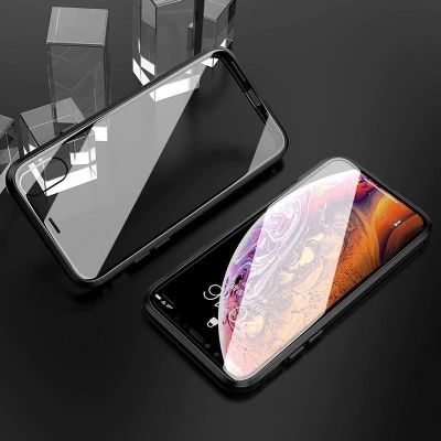 14. Wozinsky Full Magnetic Case 360 Magnetic Case Vorder- und Rückseite mit integriertem Glas Samsung Galaxy A72 4G Schwarz-Transparent