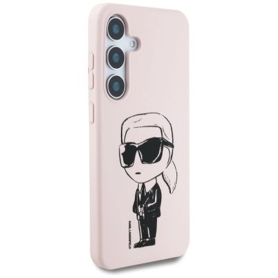 4. Karl Lagerfeld Silikon-Graffiti-Ikonik-Logo-bedruckte MagSafe Samsung Galaxy S25 Hülle Pink