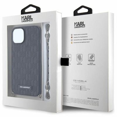 7. Karl Lagerfeld KLHCP14SSACKLHPK iPhone 14 6,1" schwarz/schwarzes Hardcase mit Saffiano-Monogrammkette