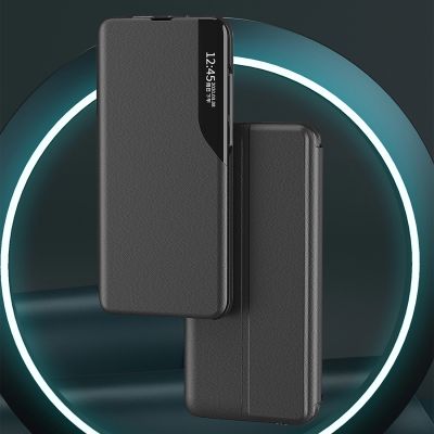 4. Eco Leather View Case, eine elegante Hülle mit Klappe und Ständer für iPhone 16e / 17e – Schwarz