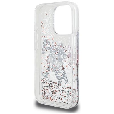 7. Karl Lagerfeld Flüssigglitzer-Choupette-Logo-Hülle für iPhone 16 Pro – Transparent