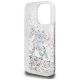 7. Karl Lagerfeld Flüssigglitzer-Choupette-Logo-Hülle für iPhone 16 Pro – Transparent