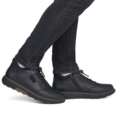 6. Herren-Lederstiefeletten, warm und bequem, schwarz, Rieker B3356-00