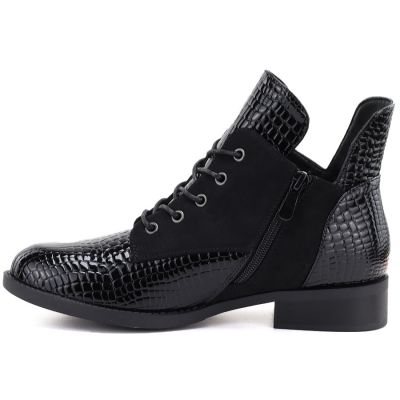 3. Damen-Ankle-Boots aus Lackleder, schwarz, Vinceza HX27-16524