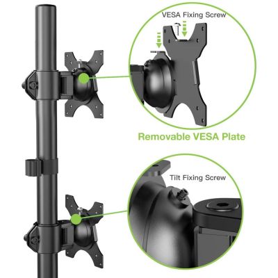 22. TECHLY VERTIKALER TISCHSTÄNDER FÜR 2 MONITOREN 13-27" LCD 10KG