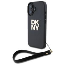 DKNY Wrist Strap Stock Logo Hülle für iPhone 16 – Schwarz