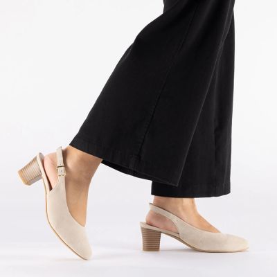20. Beige Leder-Pumps mit offener Spitze Rieker 44651-60
