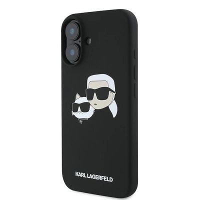 2. Karl Lagerfeld Silikon Case Nauble Heads Print MagSafe für iPhone 16 Plus - Schwarz