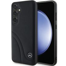 Mercedes Lederhülle mit gebogenen Nähten für Samsung Galaxy S24+ – Schwarz