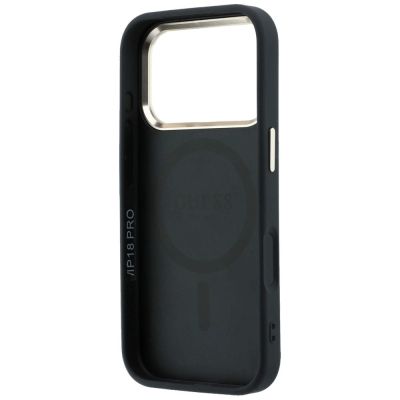 7. Guess Saffiano Small 4G & Classic Logo MagSafe Hülle für iPhone 18 Pro / 17 Pro - Schwarz