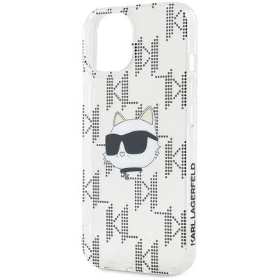 6. Karl Lagerfeld IML Choupette Head & Monogram Hülle für iPhone 15 / 14 / 13 – transparent