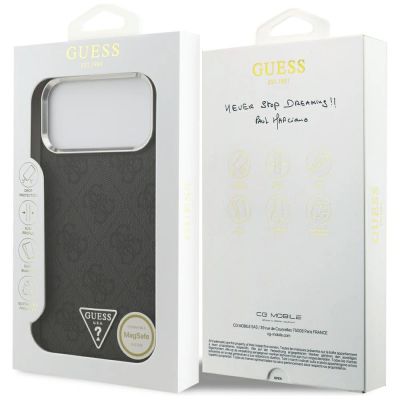 8. Guess 4G Triangle Logo MagSafe Hülle für iPhone 17 Pro Max / 18 Pro Max - Schwarz & Silber