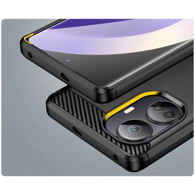 6. Carbon Case Hülle für Realme 10 Pro+ flexible Silikon-Carbon-Hülle schwarz