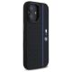 4. BMW Silikon-Hülle mit sechseckigem, blauem Streifen und MagSafe-Funktion für iPhone 16 – Schwarz