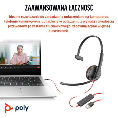 17. Poly Blackwire 3210 Mono-USB-C-Headset + USB-C/A-Adapter