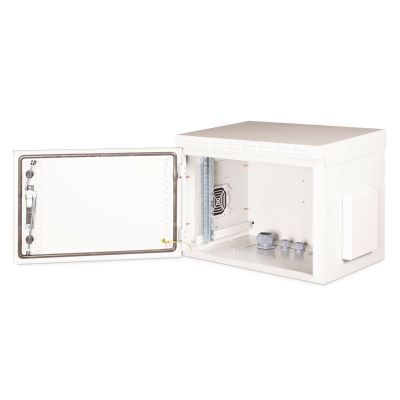 5. Digitus 19" 7HE Wand-Netzwerkschrank 600x450 mm, Volltür, grau, ungeteilt, montiert, IP55, 100 kg