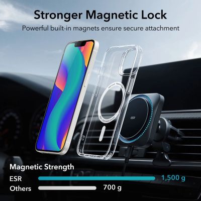 3. ESR Classic Hybrid Halolock-Hülle mit MagSafe für iPhone 13 / iPhone 14 – transparent
